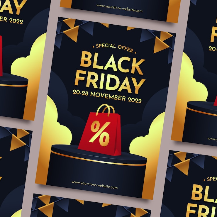 Vettore gratuito modello realistico di poster verticale del black friday