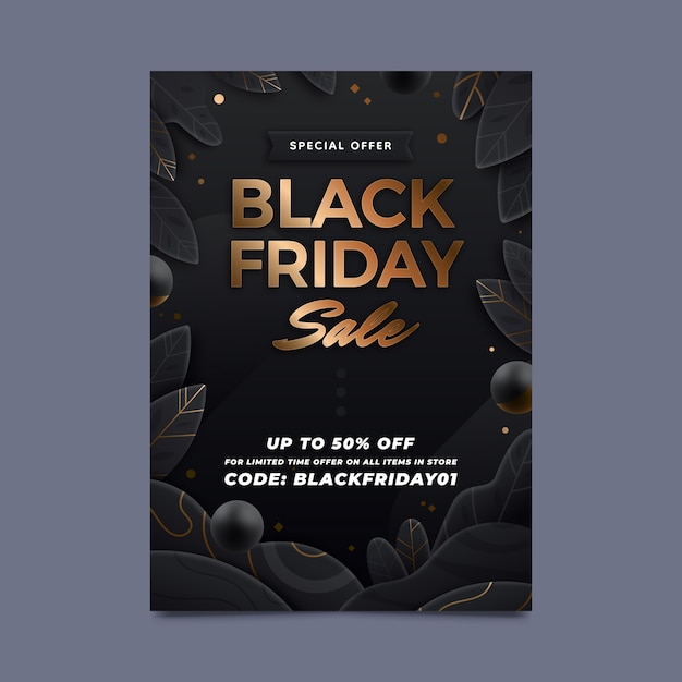 Modello realistico di poster verticale del black friday