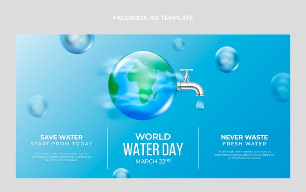 Modello realistico di promozione dei social media per la giornata mondiale dell'acqua