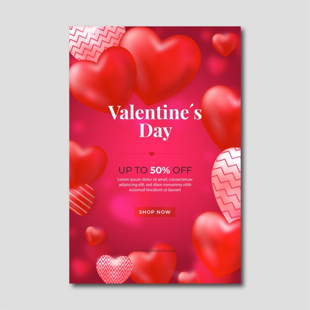 Modello realistico di volantino verticale di San Valentino