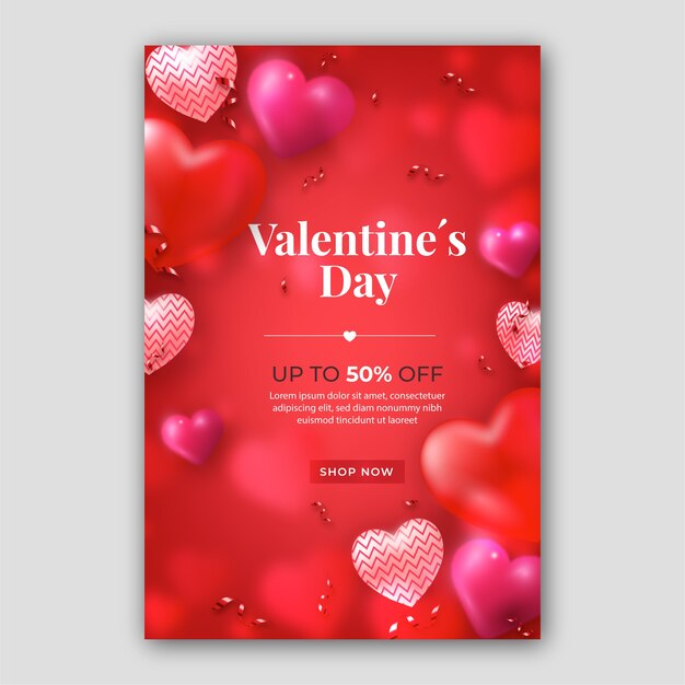 Modello realistico di volantino verticale di San Valentino