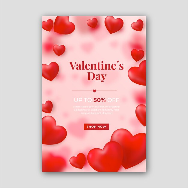 Modello realistico di volantino verticale di San Valentino