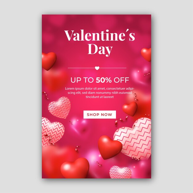 Modello realistico di volantino verticale di San Valentino