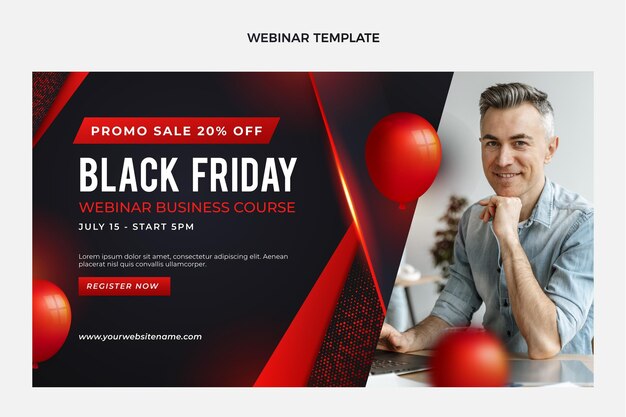 Modello realistico di webinar del Black Friday
