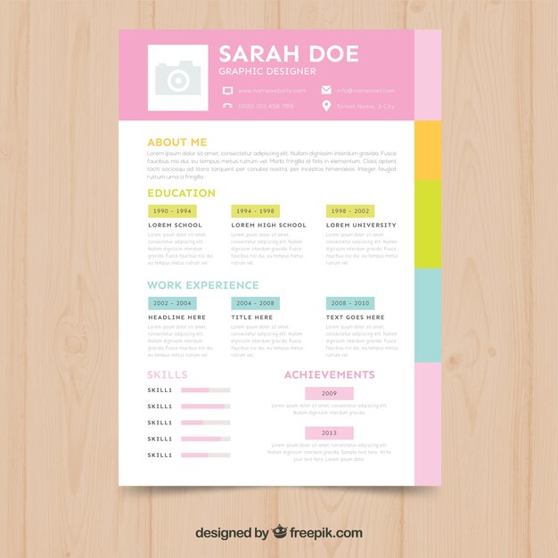 Modello resume colorato