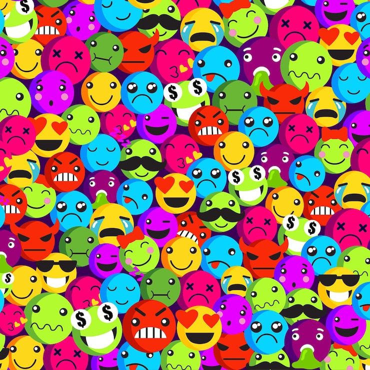 Vettore gratuito modello senza cuciture di emoticon varie facce