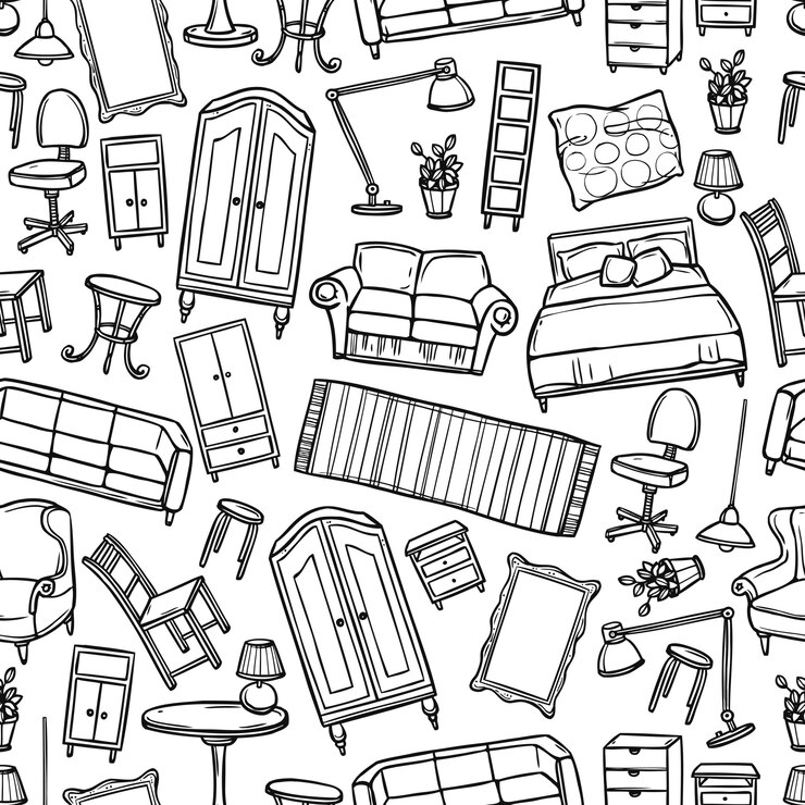 Vettore gratuito modello senza cuciture di mobili