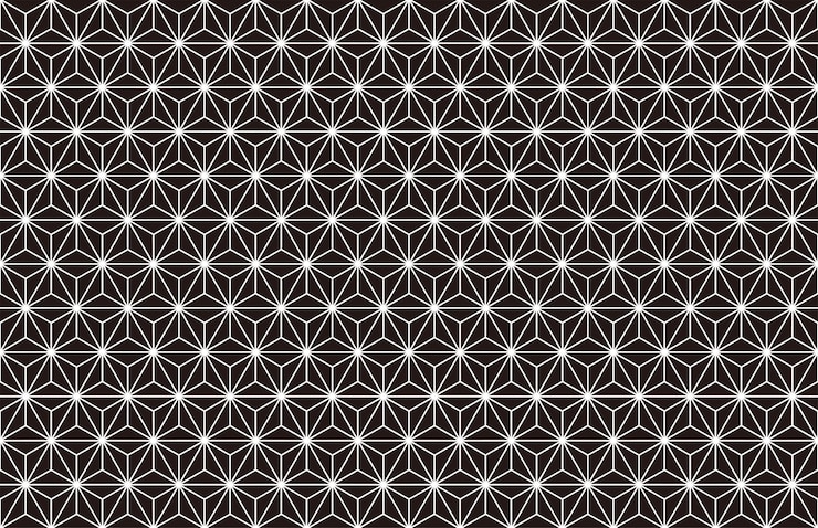 Vettore gratuito modello senza cuciture vintage giapponese con un'illustrazione vettoriale di sfondo nero in orizzontale e ver