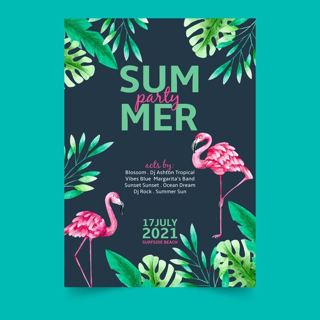 Modello tropicale di poster di festa