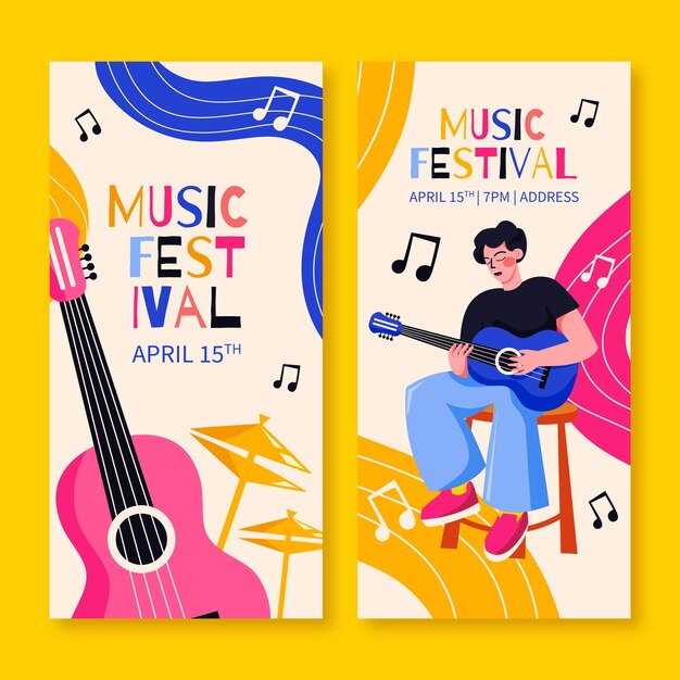 Modello verticale banner festival musicale