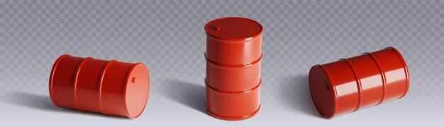 Modello vettoriale di barile di petrolio rosso 3D di lattina di gas metallico