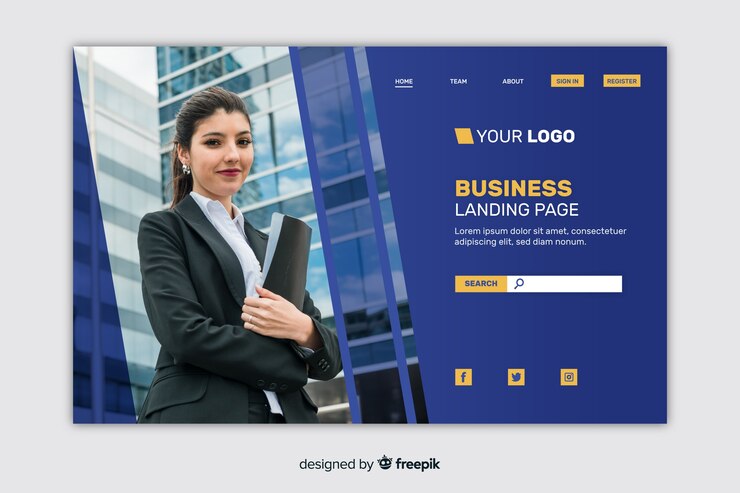 Vettore gratuito modello web di landing page corporativo per aziende o agenzie