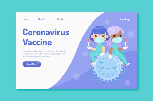 Modello web di vaccino contro il coronavirus del fumetto illustrato