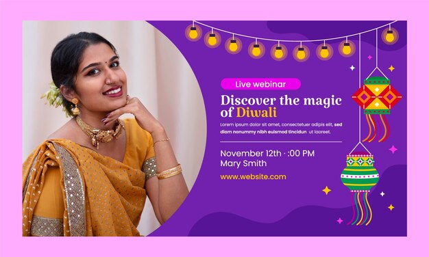 Modello webinar piatto per la celebrazione del festival di Diwali