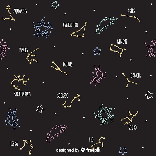 Modello zodiacale colorato disegnato a mano