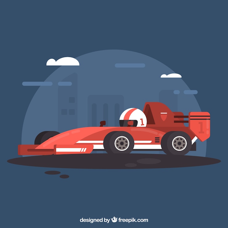 Vettore gratuito moderna macchina da corsa di formula 1 con design piatto