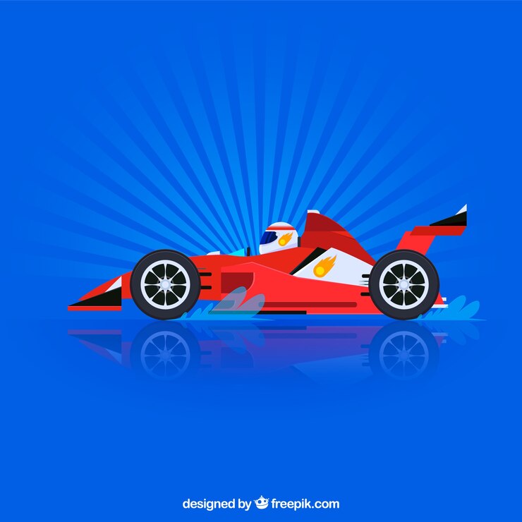 Vettore gratuito moderna macchina da corsa di formula 1 con design piatto
