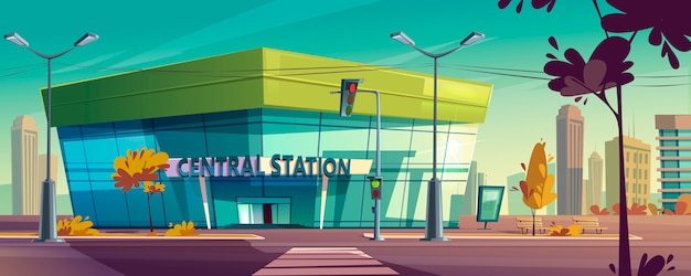 Moderna stazione centrale sulla strada della città