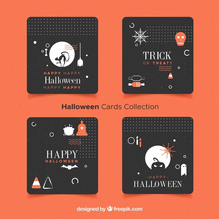 Vettore gratuito moderne carte di halloween con stile originale