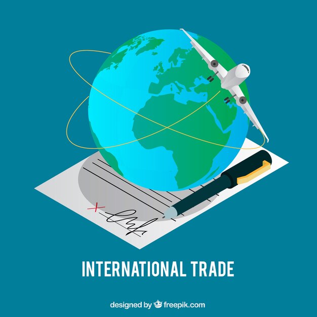 Moderno concetto di commercio internazionale con design piatto