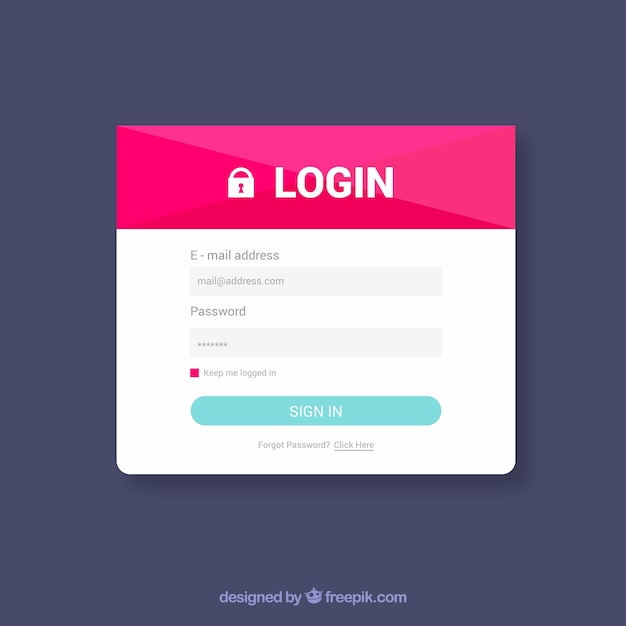 Modulo di accesso bianco e rosa