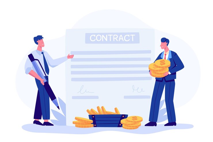 Vettore gratuito modulo di contratto elettronico impostato. firma del ceo di un contratto commerciale o accordo termini e condizioni, informativa sulla privacy. contratto design piatto illustrazione vettoriale business signing concept