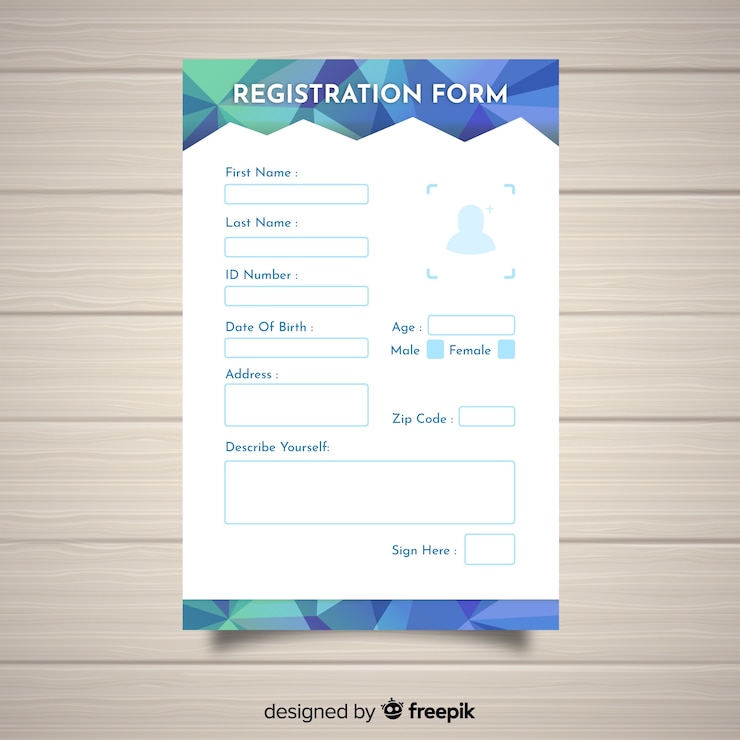 Vettore gratuito modulo di registrazione