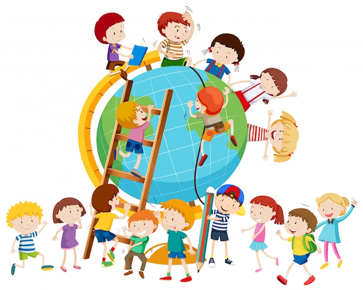 Vettore gratuito molti bambini in tutto il mondo