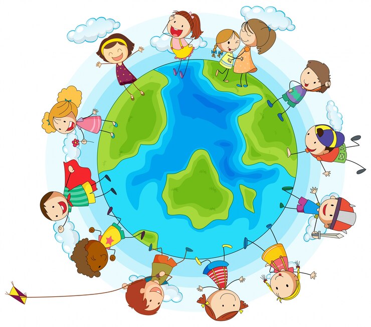 Vettore gratuito molti bambini in tutto il mondo