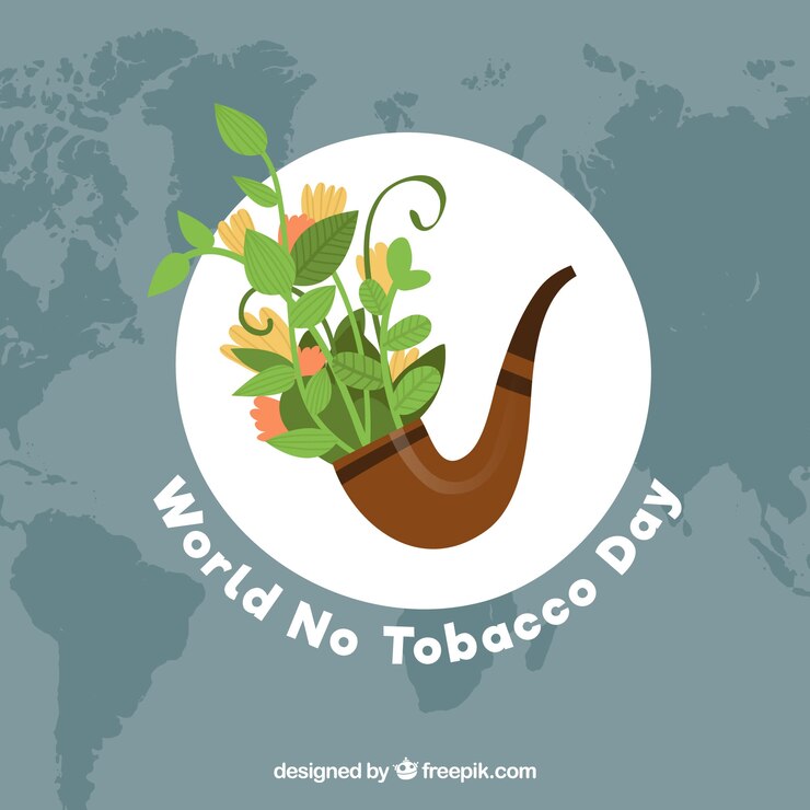 Vettore gratuito mondiale senza sfondo giorno di tabacco con il tubo pieno di piante