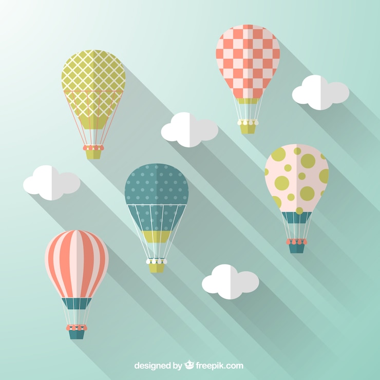 Vettore gratuito mongolfiere in stile design piatto
