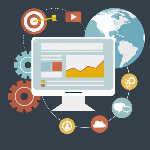 Vettore gratuito monitor piatto con infografia