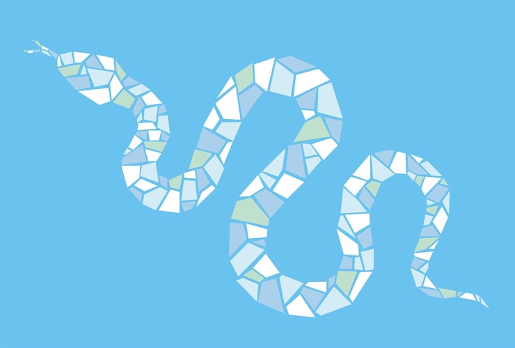 Vettore gratuito mosaico vettoriale illustrazione del serpente su uno sfondo blu anno del serpente simbolo dello zodiaco cinese