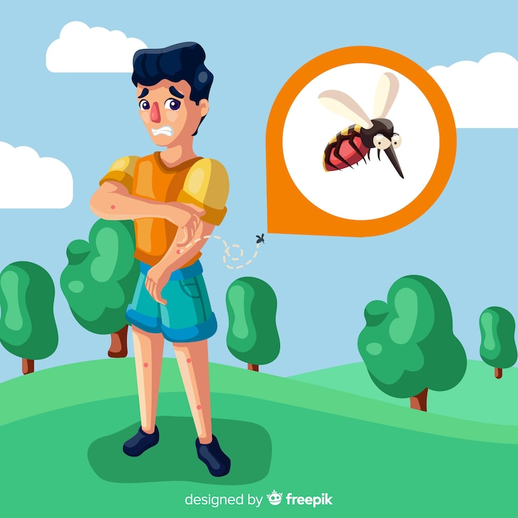 Vettore gratuito mosquito mordere una persona con design piatto