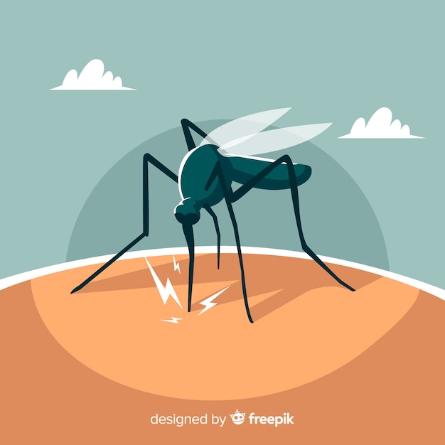 Mosquito mordere una persona con design piatto