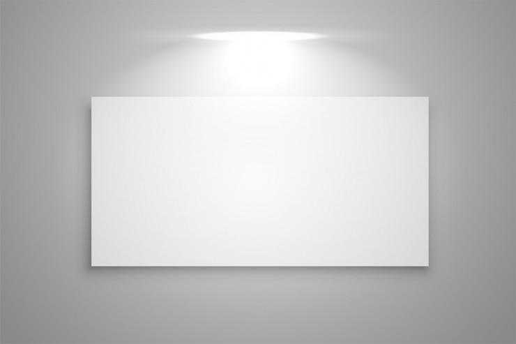 Vettore gratuito mostra la cornice della galleria con lo sfondo chiaro di messa a fuoco