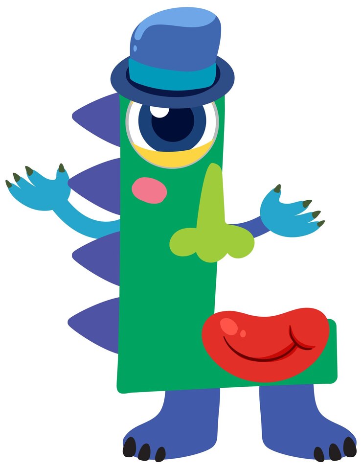 Vettore gratuito mostro colorato di cartoni animati con illustrazione di cappello