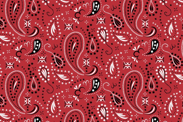 Vettore gratuito motivo a bandana paisley rosso e nero