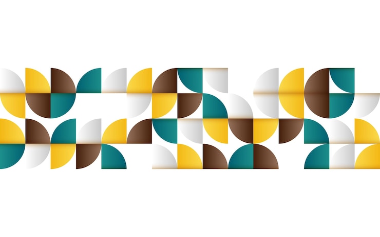 Vettore gratuito motivo astratto geometrico della metà del secolo con forme semplici e una bella tavolozza di colori composizione di motivi geometrici semplici illustrazione vettoriale