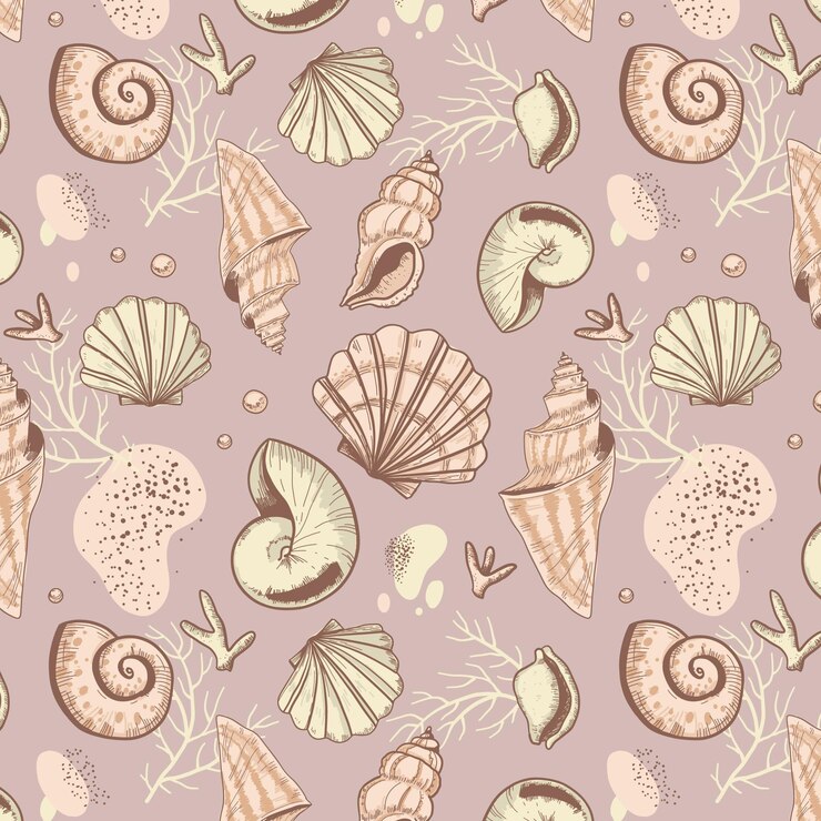 Vettore gratuito motivo decorativo conchiglia vintage