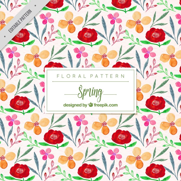 Vettore gratuito motivo floreale decorativo e foglie acquerello