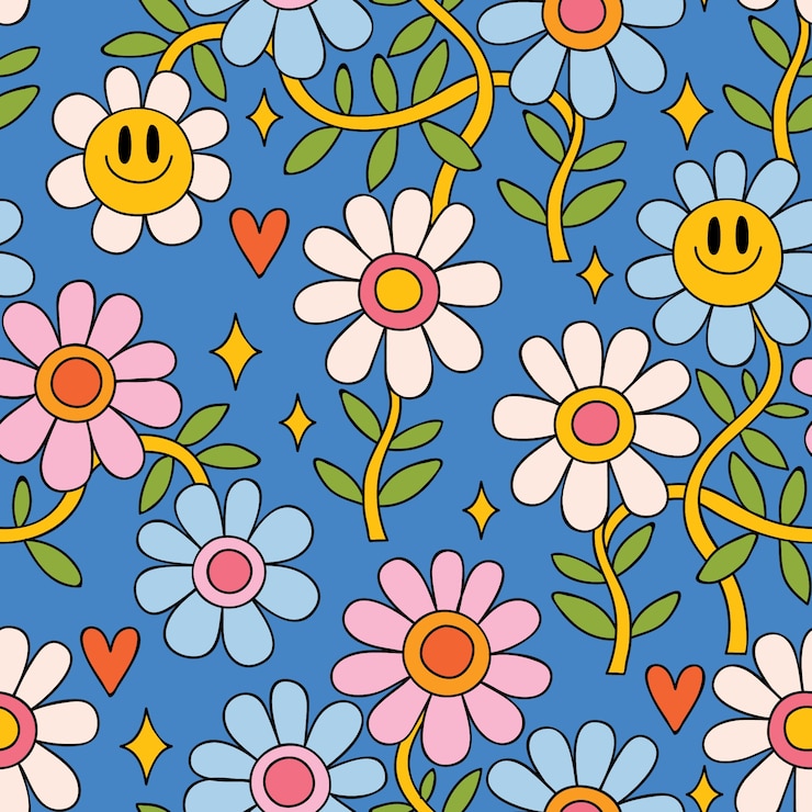 Vettore gratuito motivo floreale groovy disegnato a mano