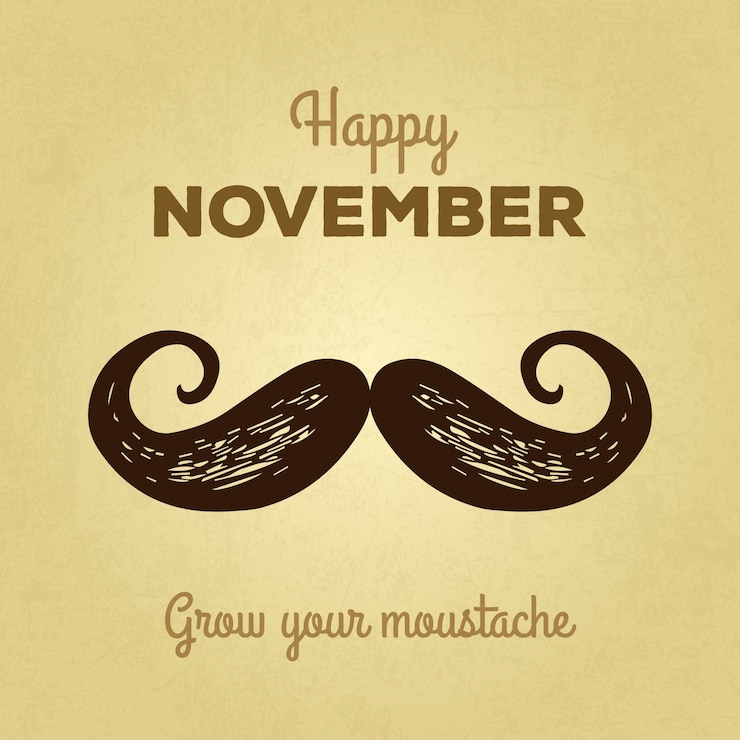 Vettore gratuito movember vintage background felice con dipinto a mano i baffi