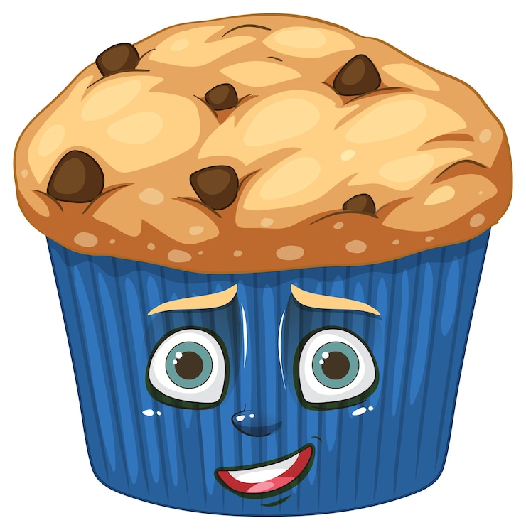 Vettore gratuito muffin al cioccolato sorridente