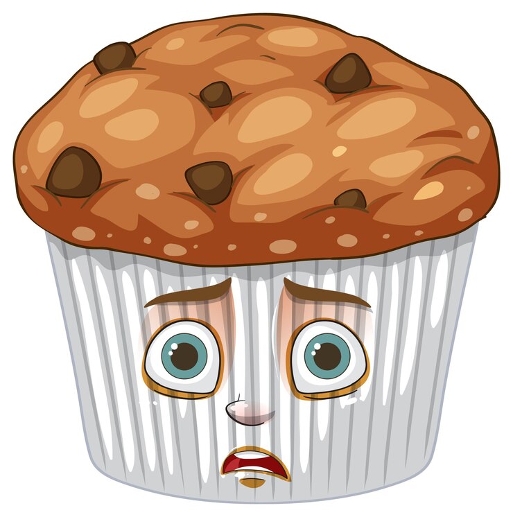 Vettore gratuito muffin triste con patatine di cioccolato