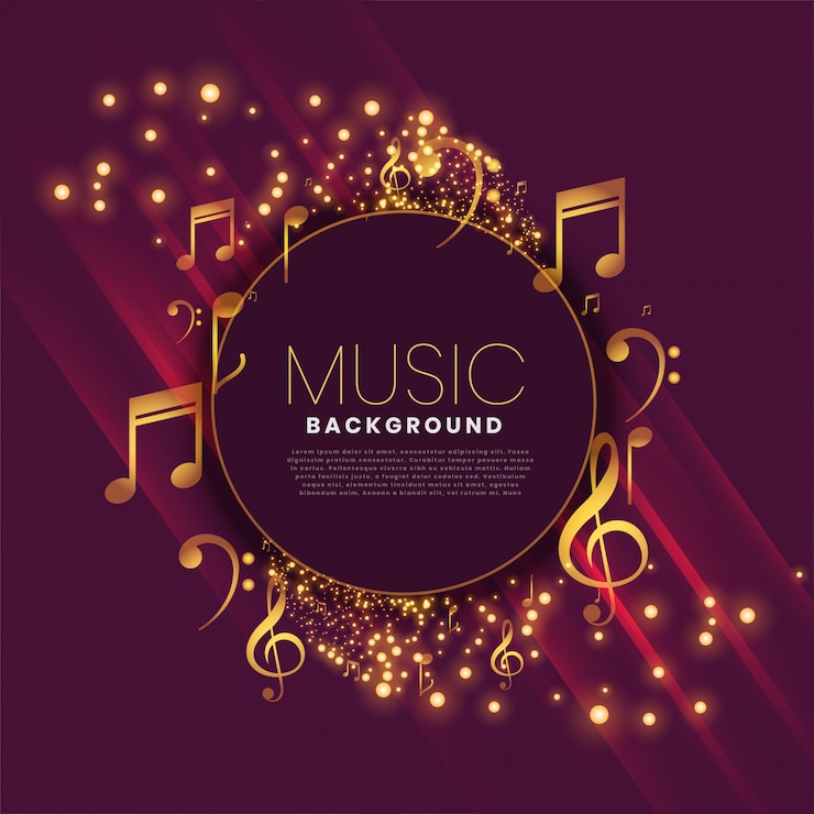 Vettore gratuito musica di sottofondo splendente con note e scintillio