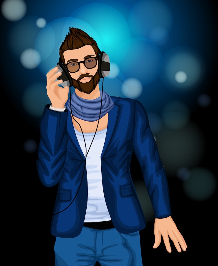 Vettore gratuito musica per cuffie uomo