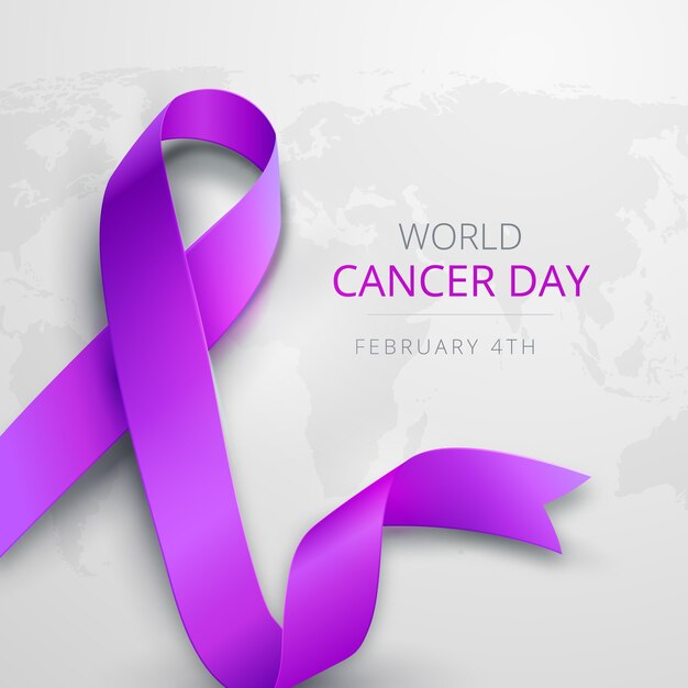 Nastro viola sfumato giornata mondiale del cancro