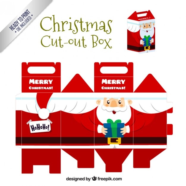 Vettore gratuito natale babbo natale tagliato scatola