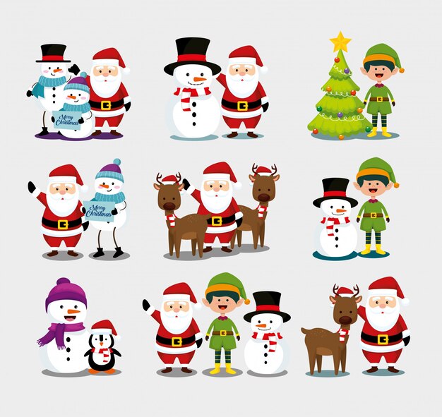 Natale con Babbo Natale e set di caratteri
